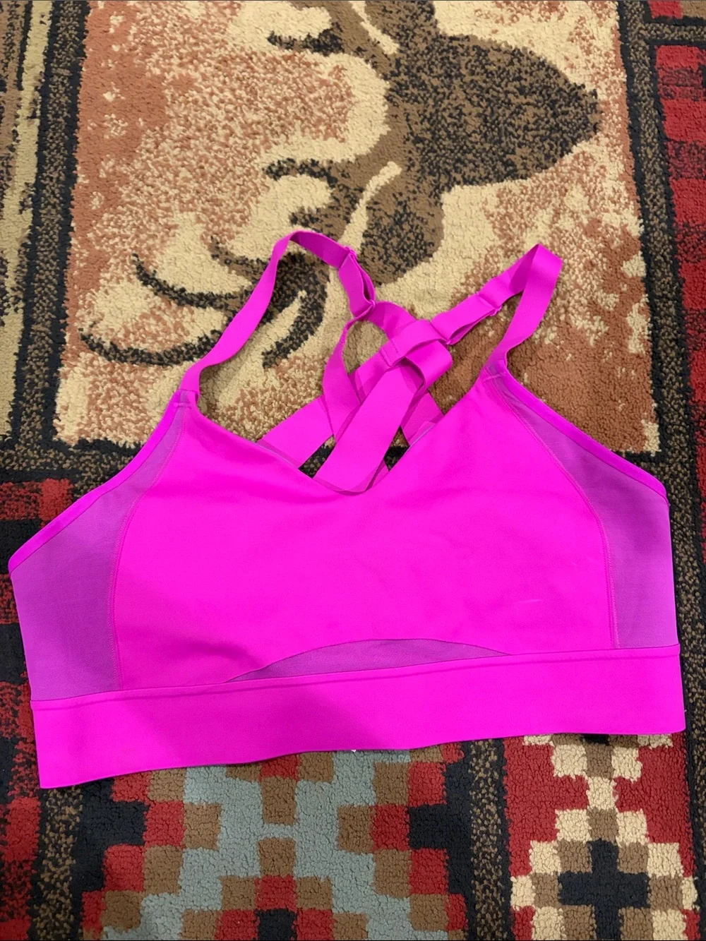 Womens hot pink Brooks drive interlace strappy sports bra